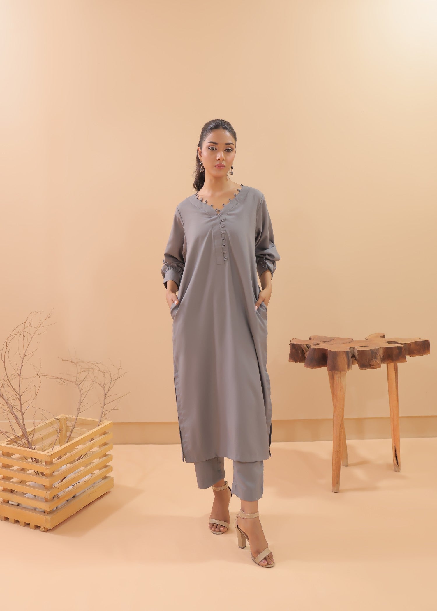 Tng (The Next Generation) Wania Co Ord Set | Grey Women 2pcs