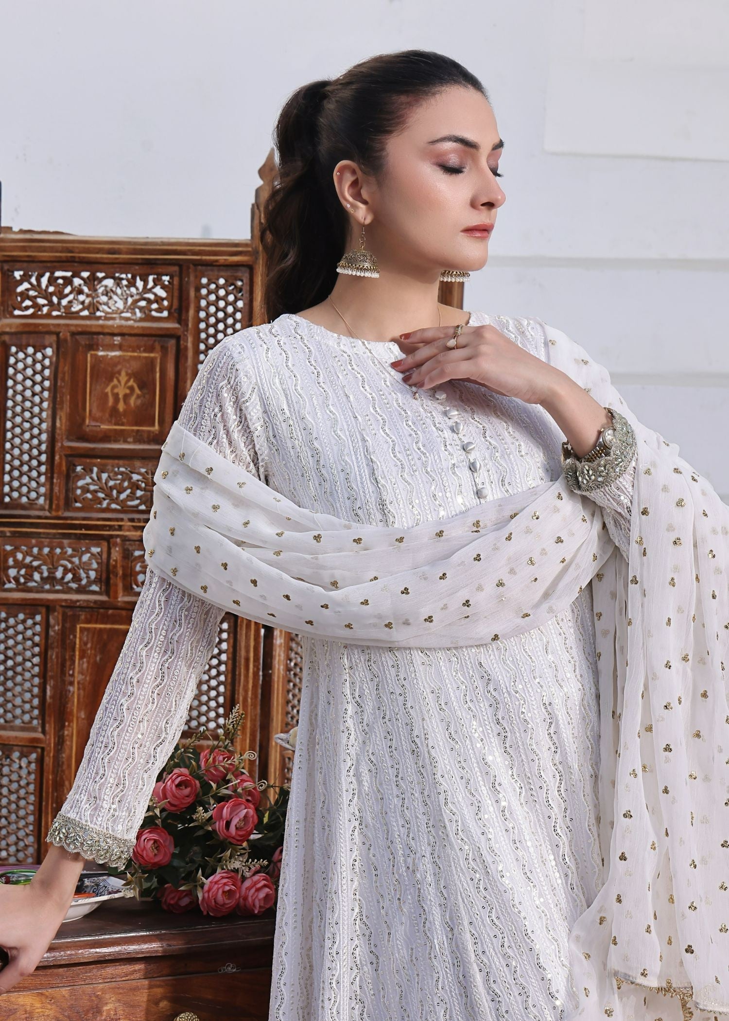 Ayesha Closet Anooshay Gul White Light Women 3pcs