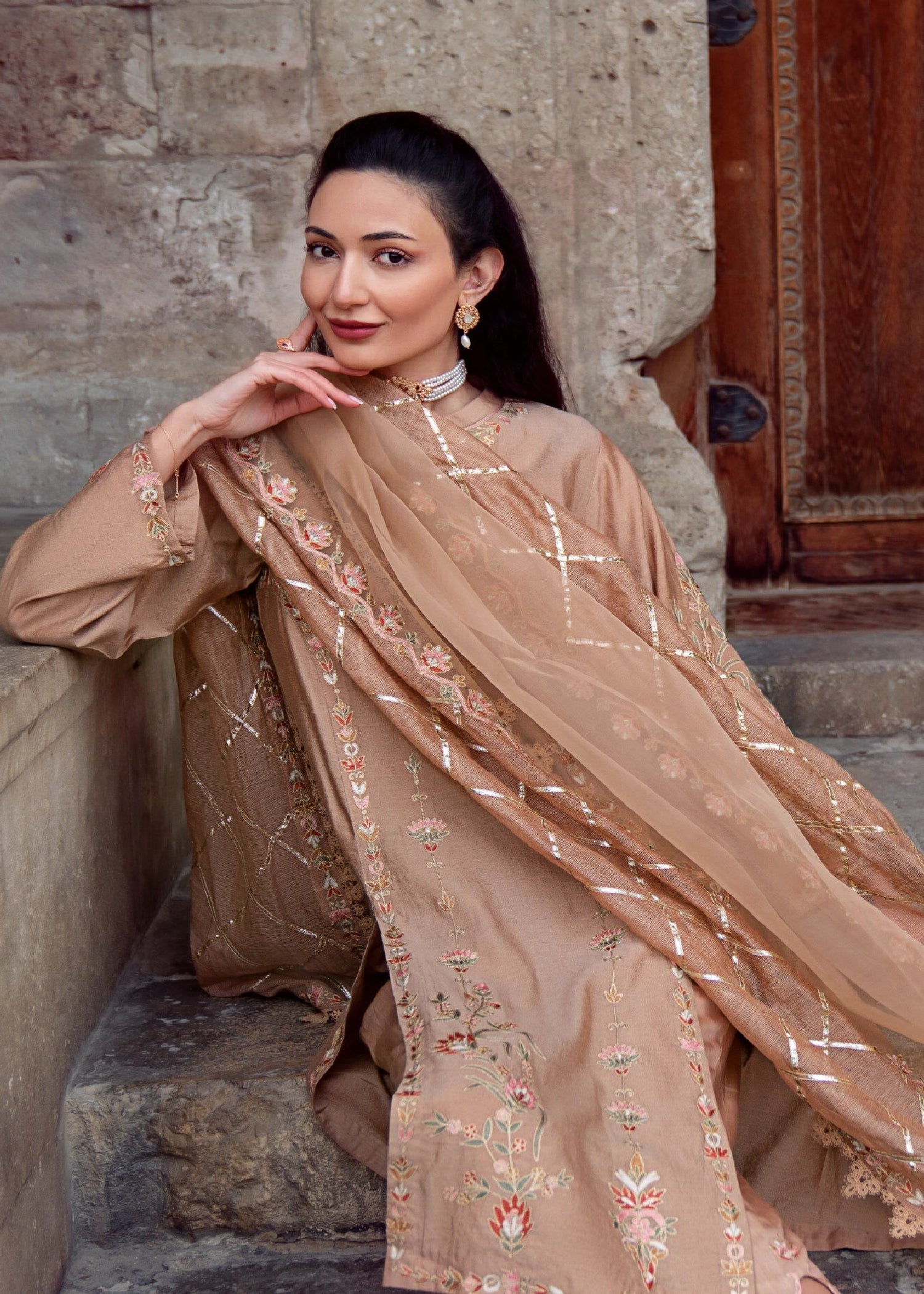 Muntaha By Shanzay Beige Ruhiya Women 3pcs
