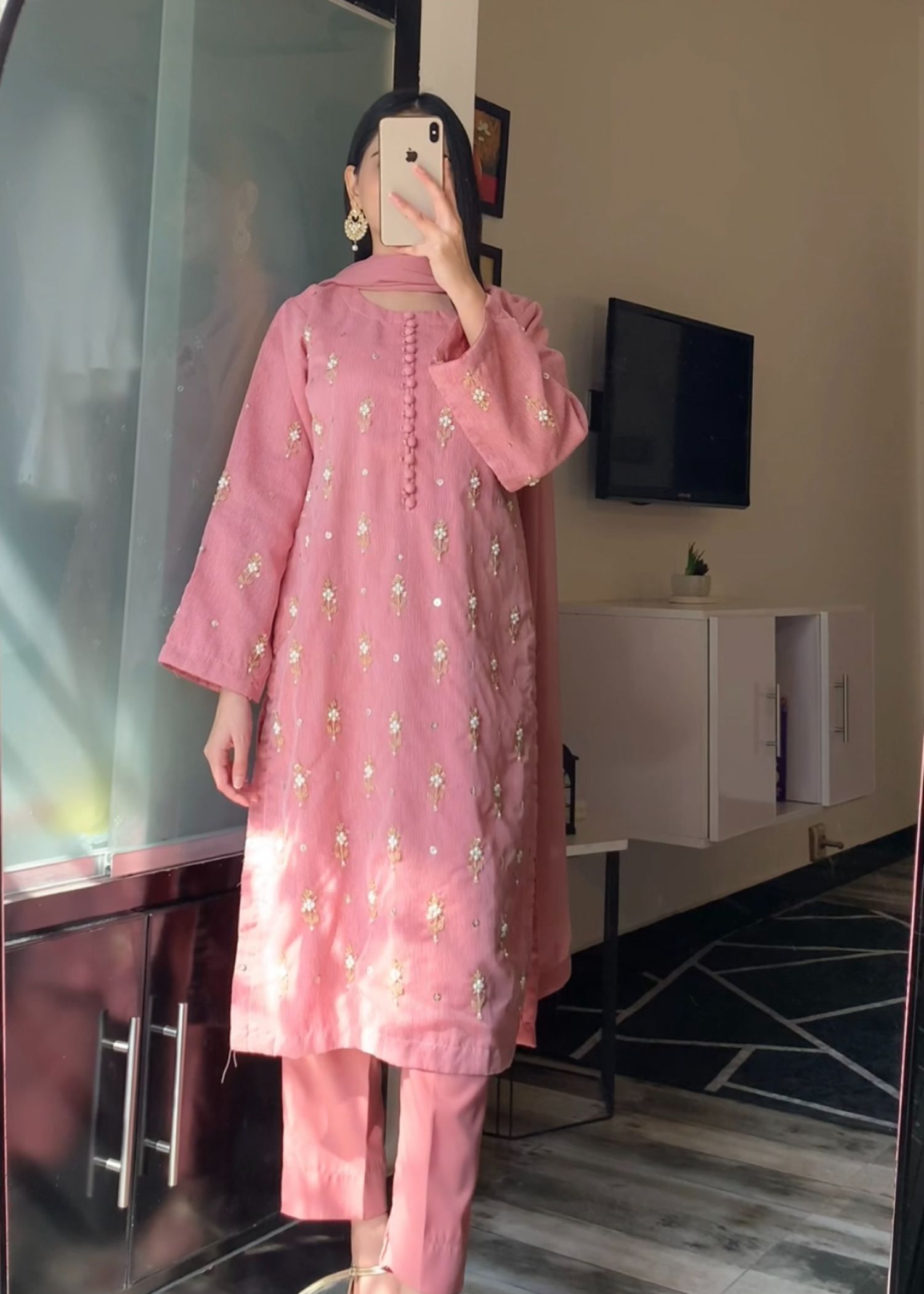 Ayesha B handwork falak pink Women 3pcs