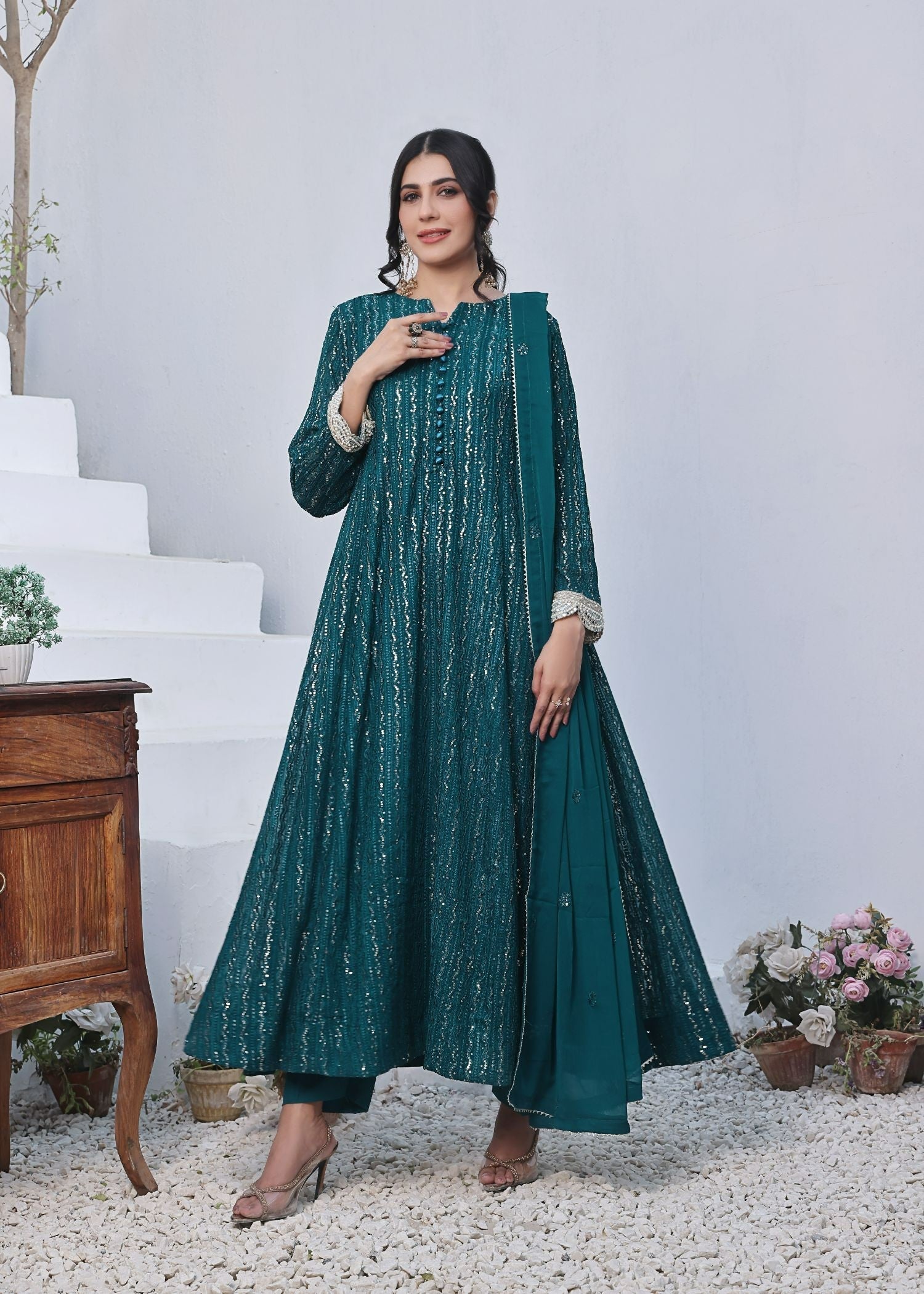 Ayesha Closet Anooshay Gul Midnight Teal Women 3pcs
