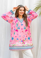 Tehzeeb Libas PINK BLOSSOM SHORT FROK Women 2pcs