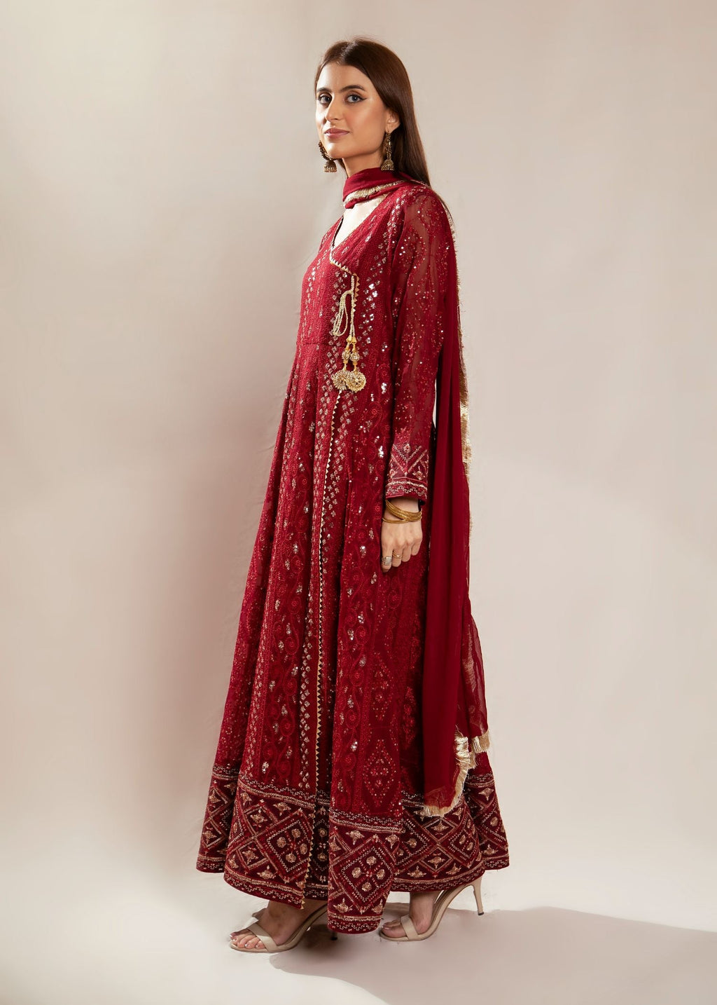 Manahils Angrakha 099 MELANIE MEHROON Women 3pcs