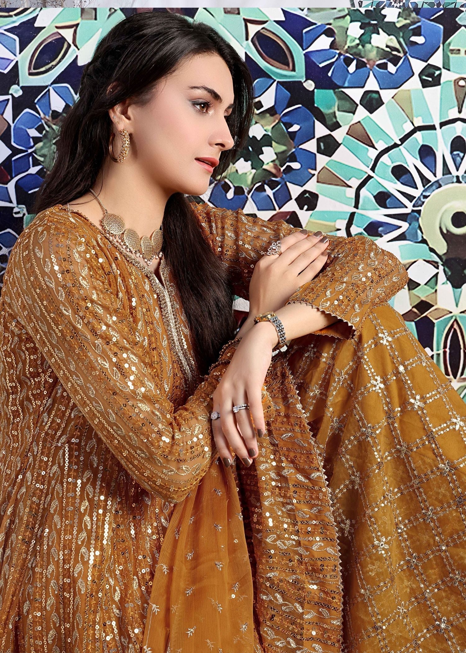 Ayesha Closet Preshy Gul Mustard Women 3pcs