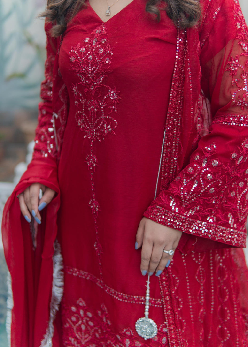 Rangoon Clothing Tajdar Red Women 4pcs