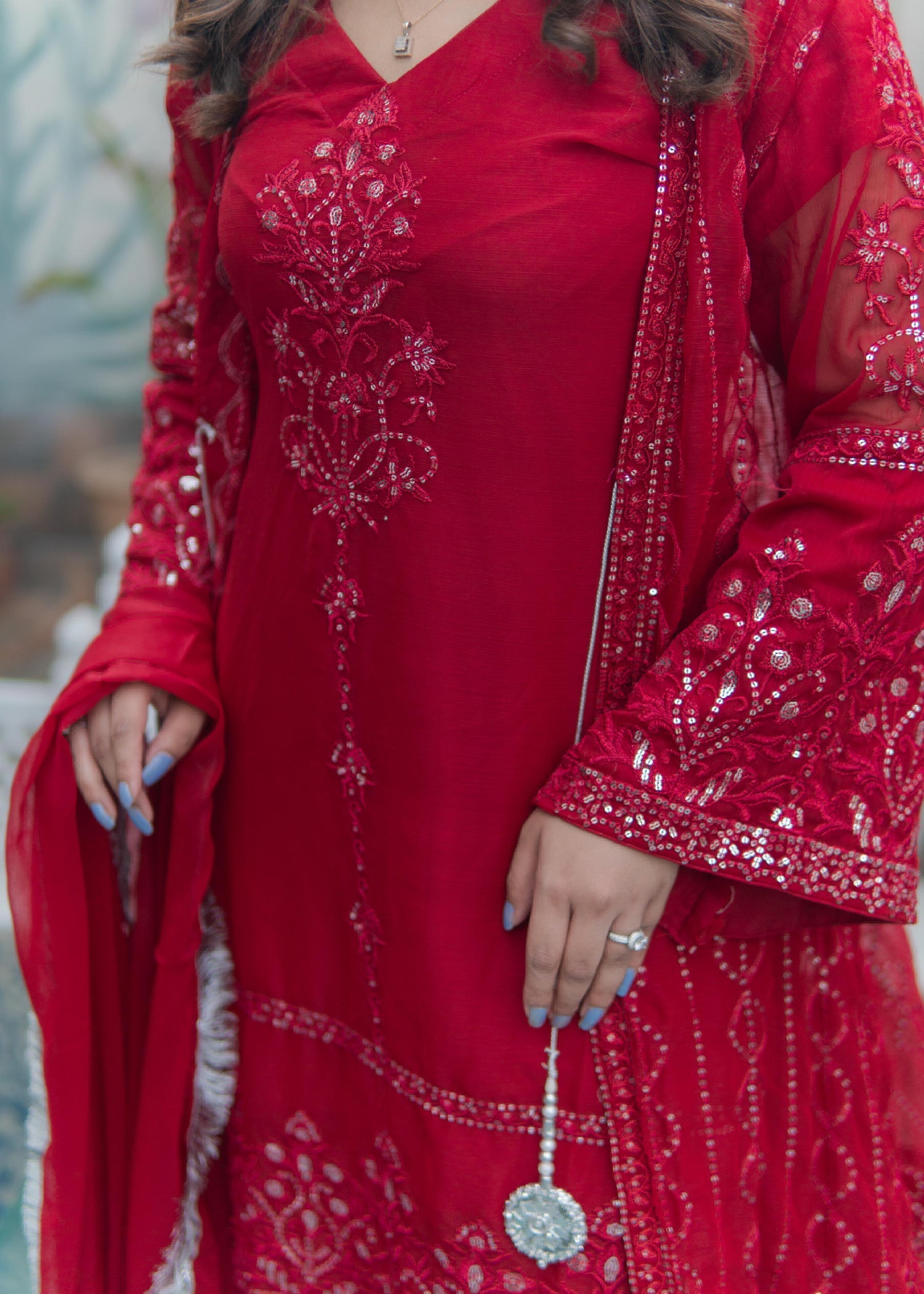 Rangoon Clothing Tajdar Red Women 4pcs