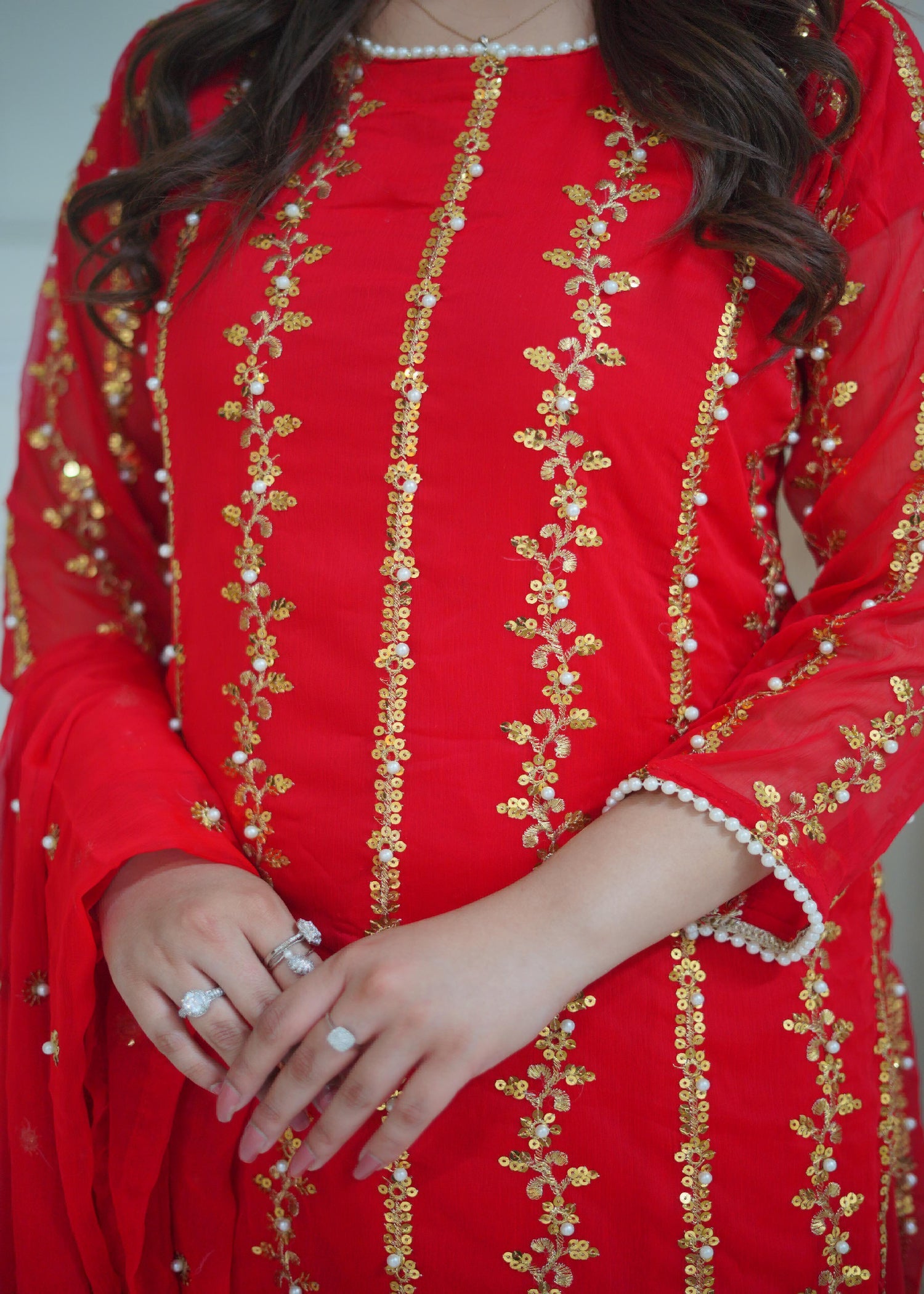 Rangoon Clothing Tashir Red Women 3pcs