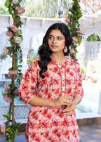 Zarsah Red Printed Suit ZSS 1002 Women 2pcs