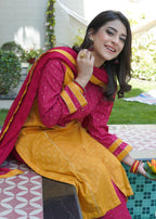 Yolo Pret GOLDEN BROSHIA JACQUARD LAWN WITH CRINKLE CHIFFON PKDUPATTA JAC R24 0001 Women 3pcs