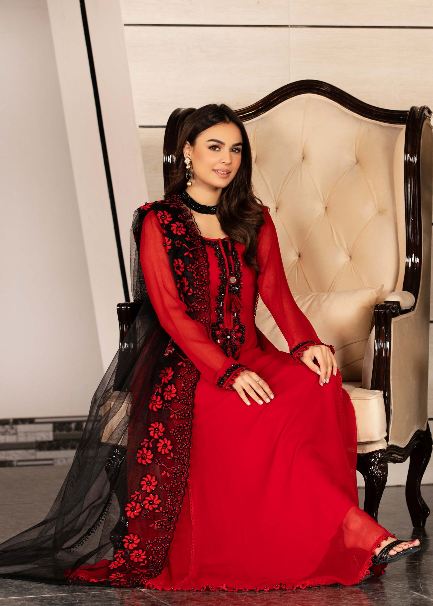 Khuda Baksh Creations Z 285 Red Women 4pcs