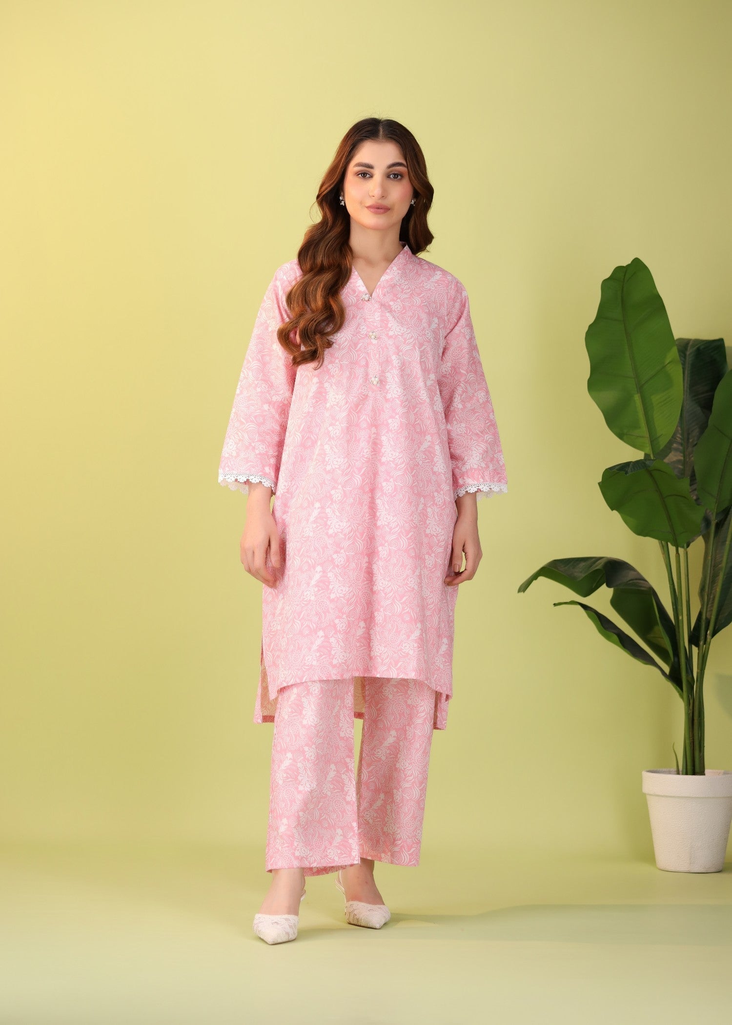 Mhw Pink Floral Suit Women 2pcs