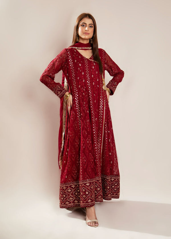 Manahils Angrakha 099 MELANIE MEHROON Women 3pcs