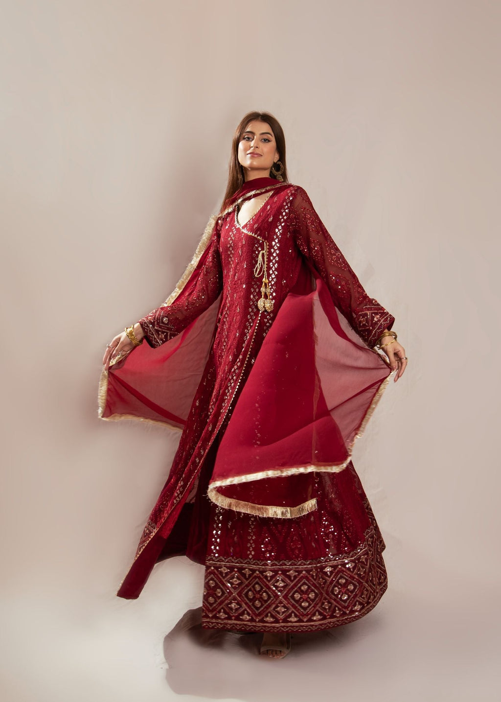 Manahils Angrakha 099 MELANIE MEHROON Women 3pcs