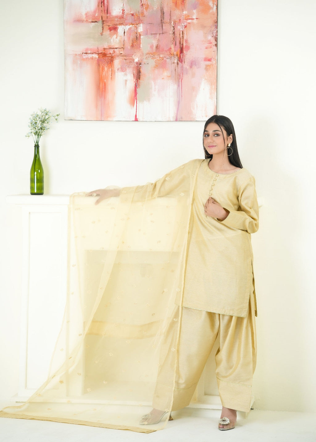 Alyssa LIGHT GOLD FARSHI SHALWAR ALLF008 Women 3pcs