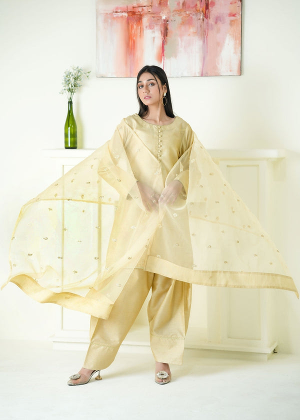Alyssa LIGHT GOLD FARSHI SHALWAR ALLF008 Women 3pcs