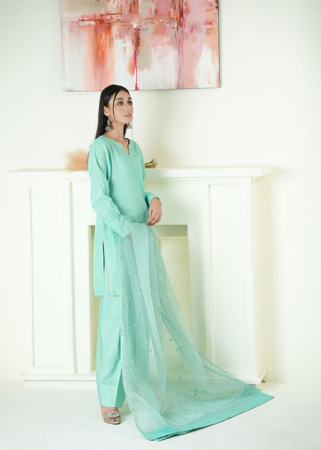 Alyssa TURQUOISE FARSHI SHALWAR ALLF010 Women 3pcs