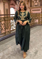 Atrangi GREEN EMBROIDERS FROCK DRESS (CC 642) Women