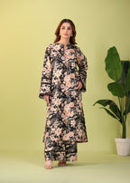 Mhw Black Floral Suit Women 2pcs