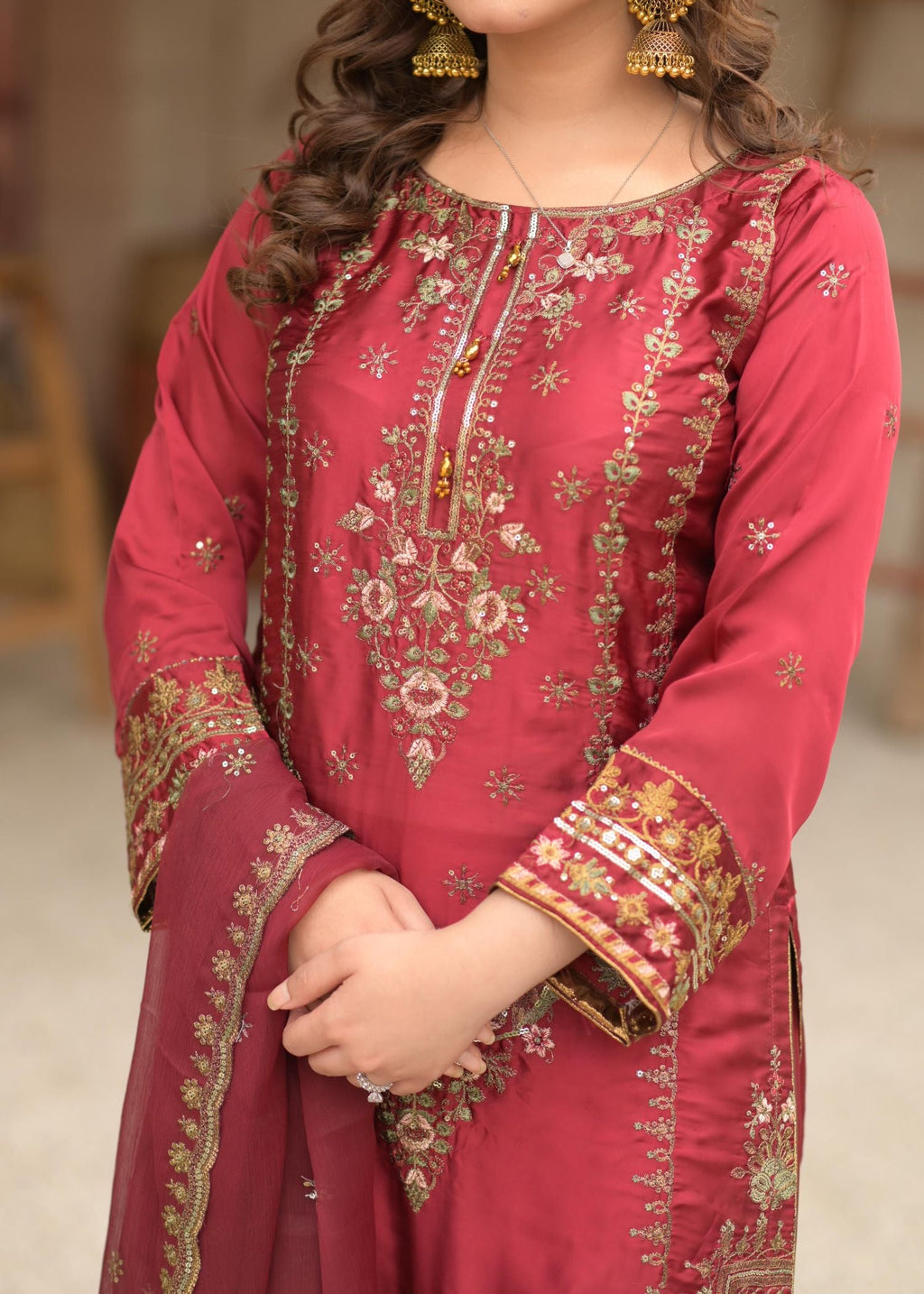 Rangoon Clothing Celestia Maroon Silken Women 3pcs