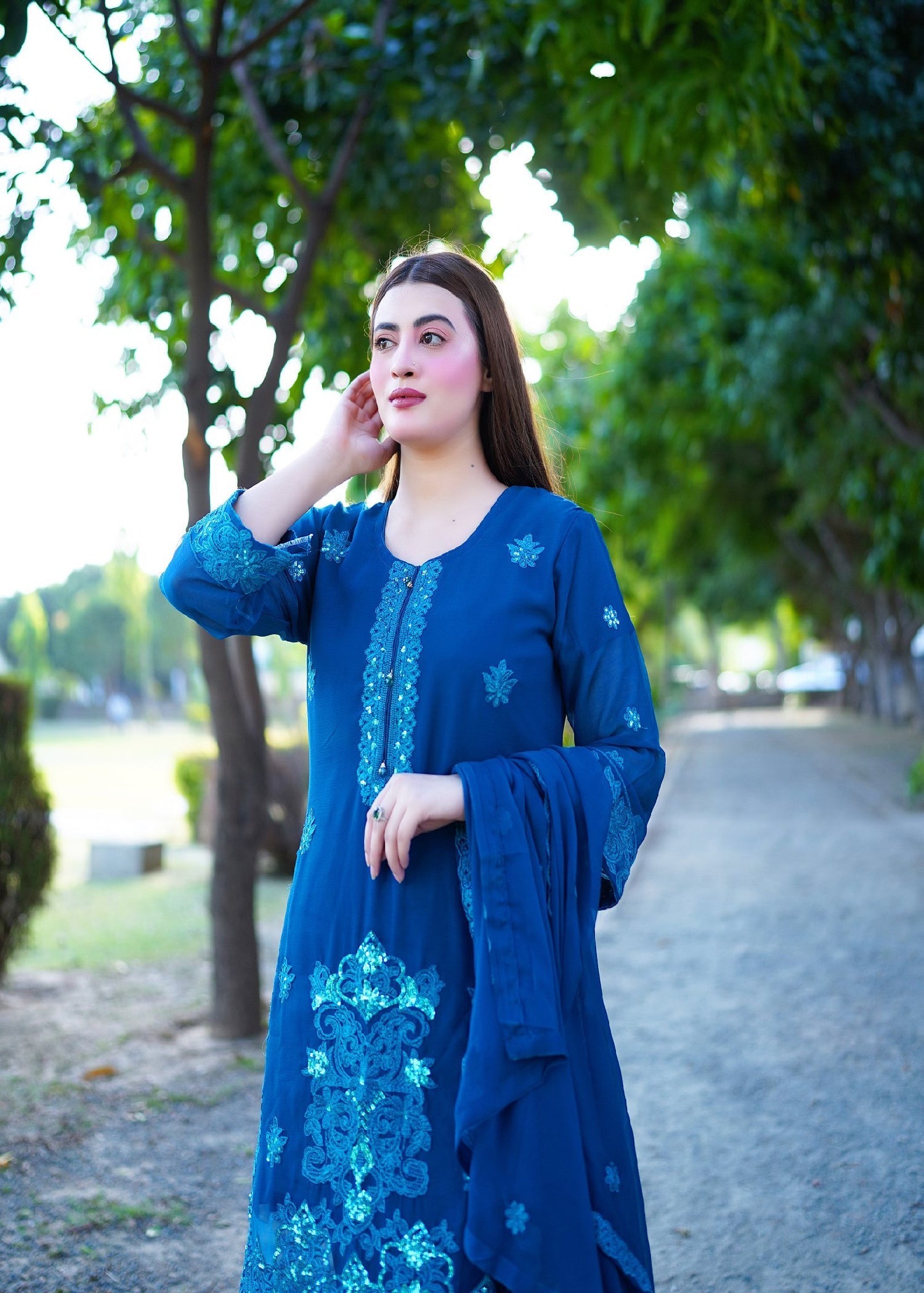 Four Season Boutique Noor e Roshni Chiffon Zinc Women 3pcs