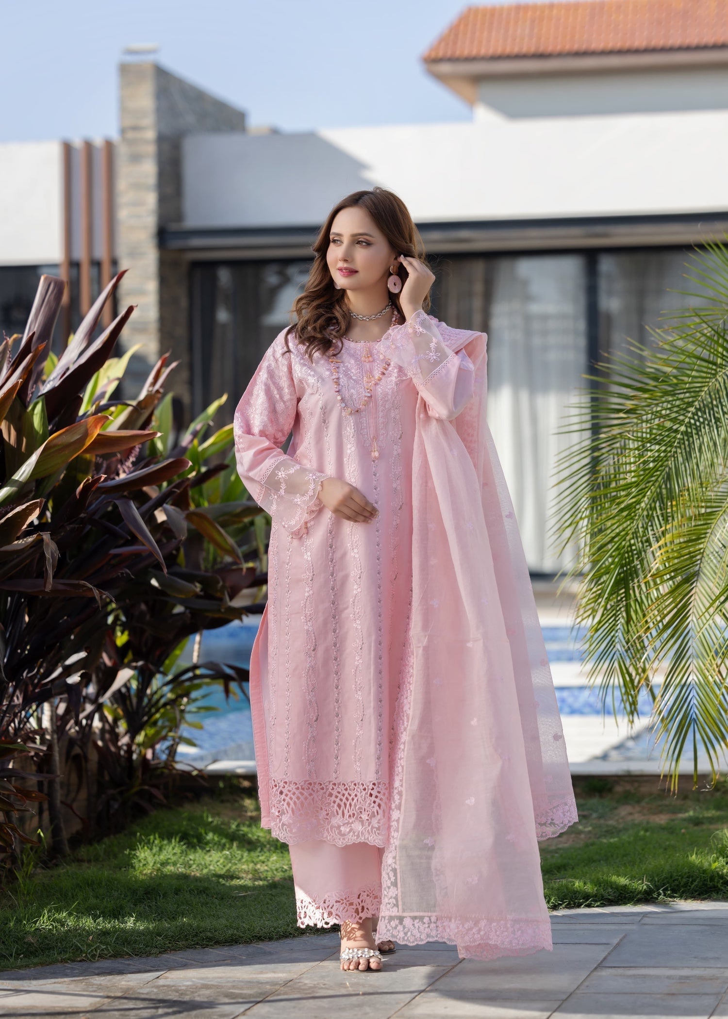 Suits By Sadia BABYPINK CHIKANKARI LAWN Women 3pcs