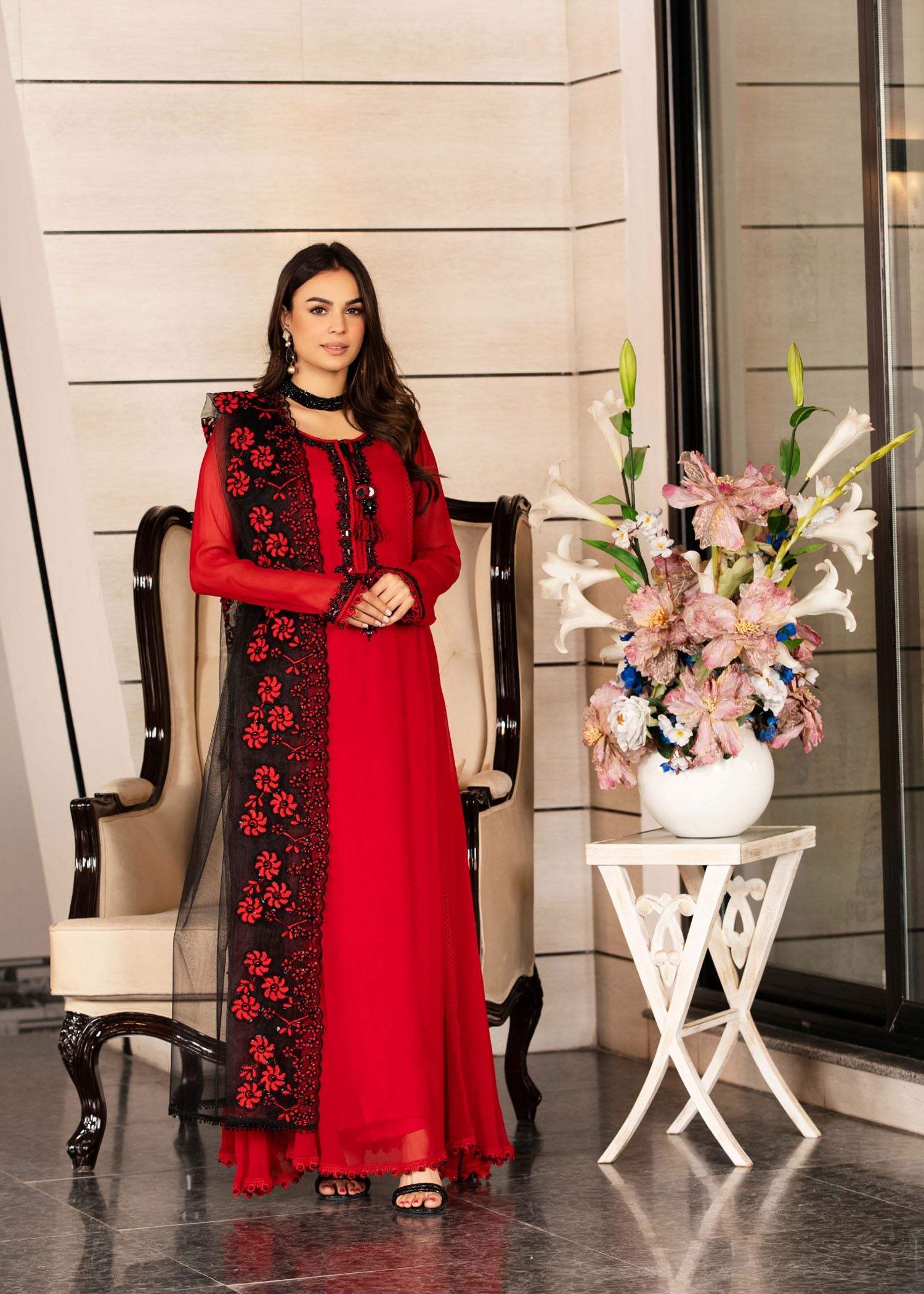 Khuda Baksh Creations Z 285 Red Women 4pcs