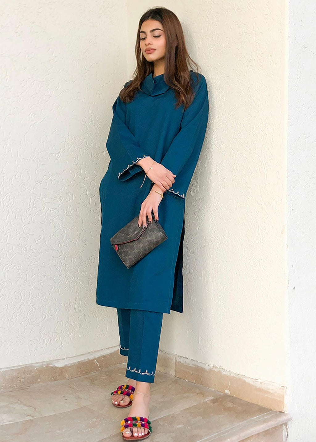Aks-e-Jahan Teal Peony suit Women 2pcs
