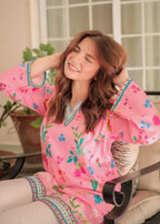 Tehzeeb Libas PINK BLOSSOM SHORT FROK Women 2pcs