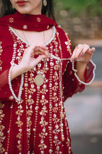 Four Season Boutique NOOR E HANIA ANGRAKHA MAROON Women 3pcs