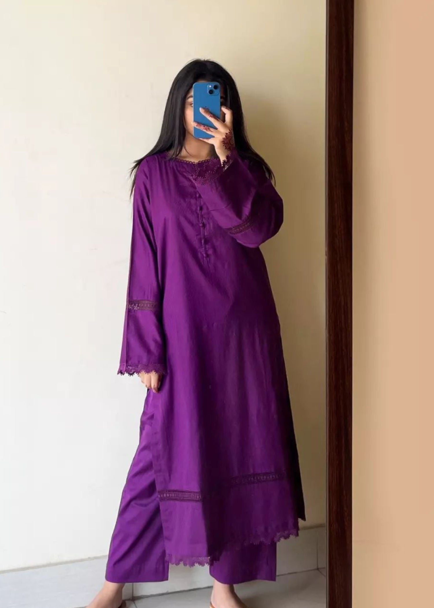 Ayesha B purple dobby cambric Women 3pcs