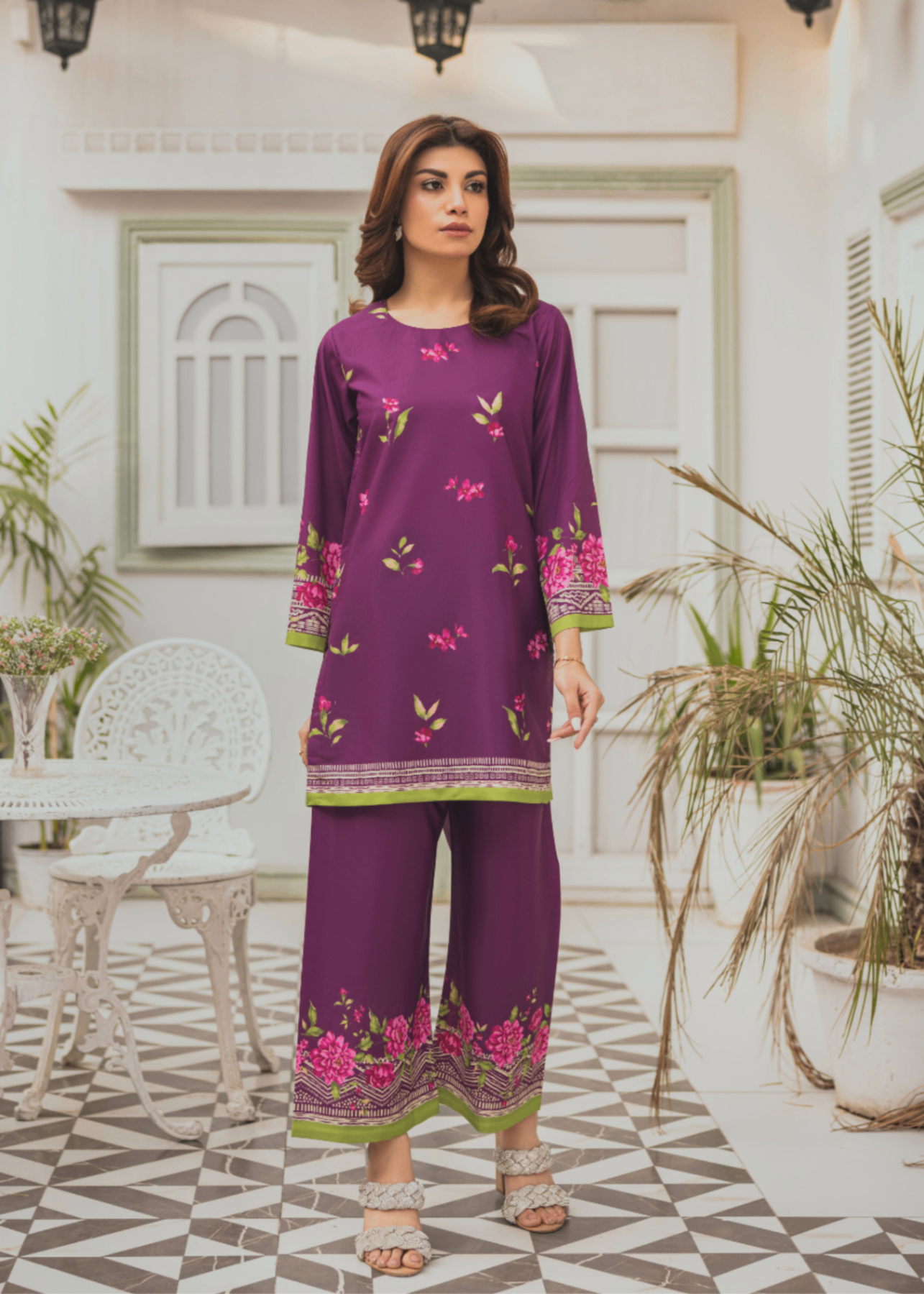 Taranjan Plum Motifz Women 2pcs