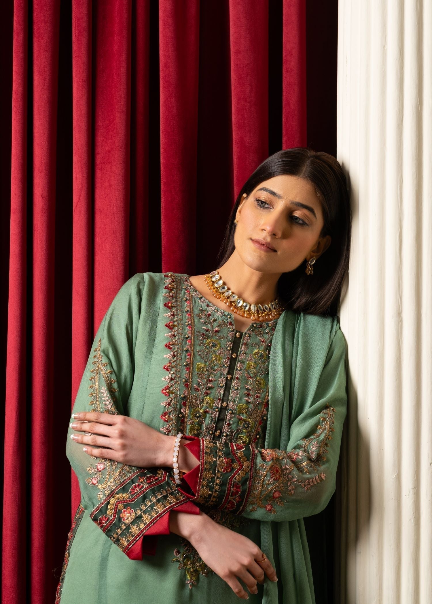 Pehnawa By Bin Akram’s MINT CHIFFON CHARM CHIFFON Women 3pcs