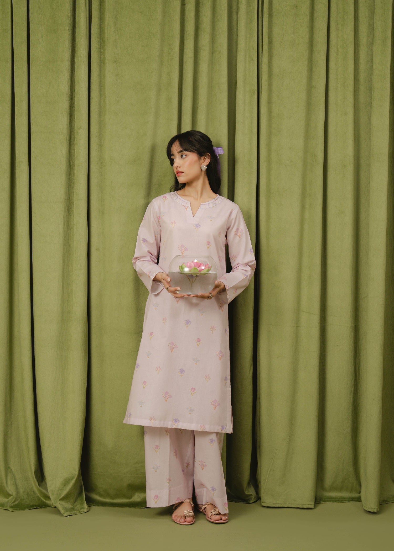 Buzzazi Pastel Pink Printed Suit Women 2pcs