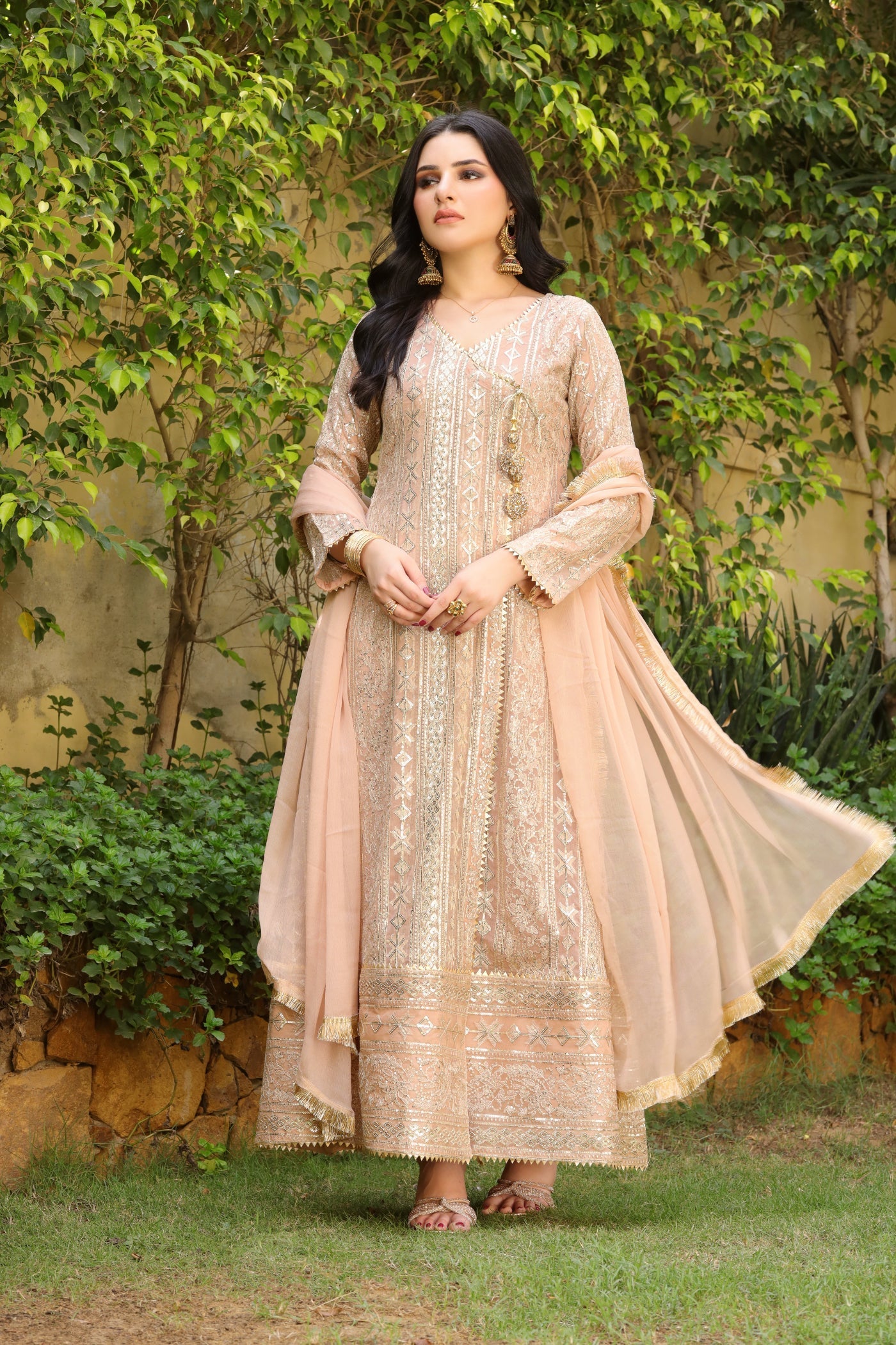 Manahils Angrakha 122 DIVINE PEACH Women 3pcs
