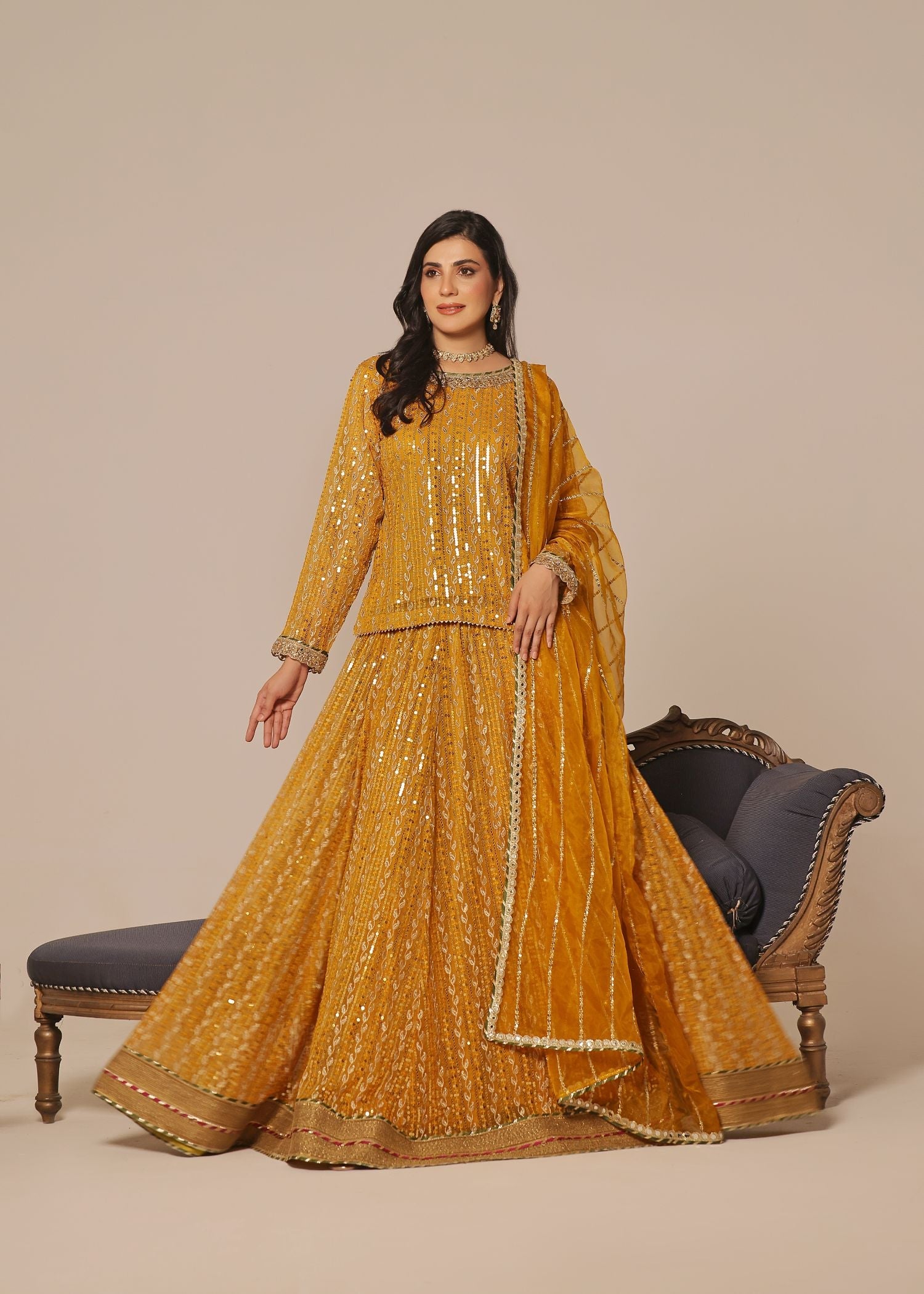 Ayesha Closet Shadmani Mustard Elegance Women 3pcs
