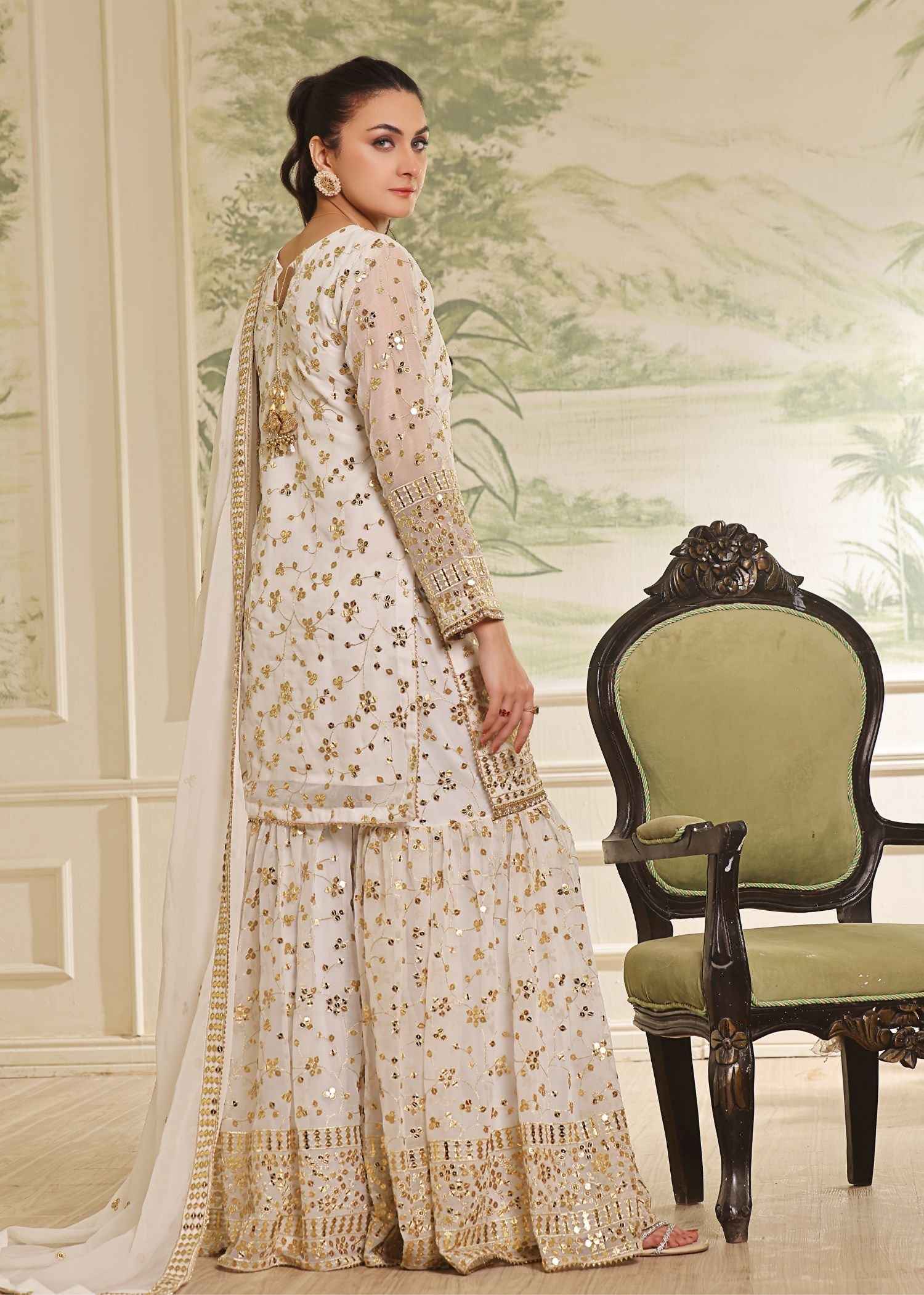 Ayesha Closet Mehndi White Women 3pcs