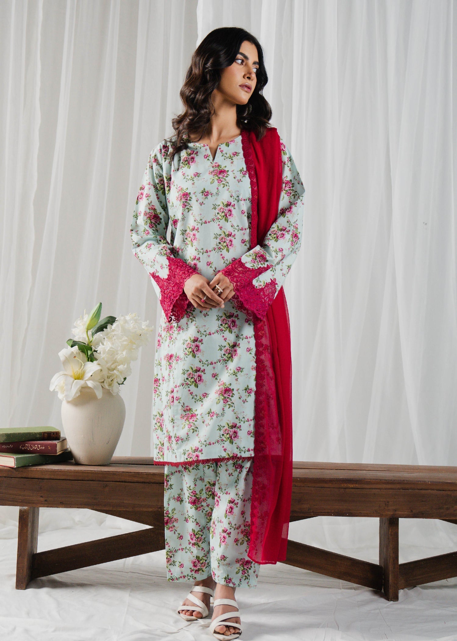 Buzzazi Arctic Blue Printed Suit Women 3pcs