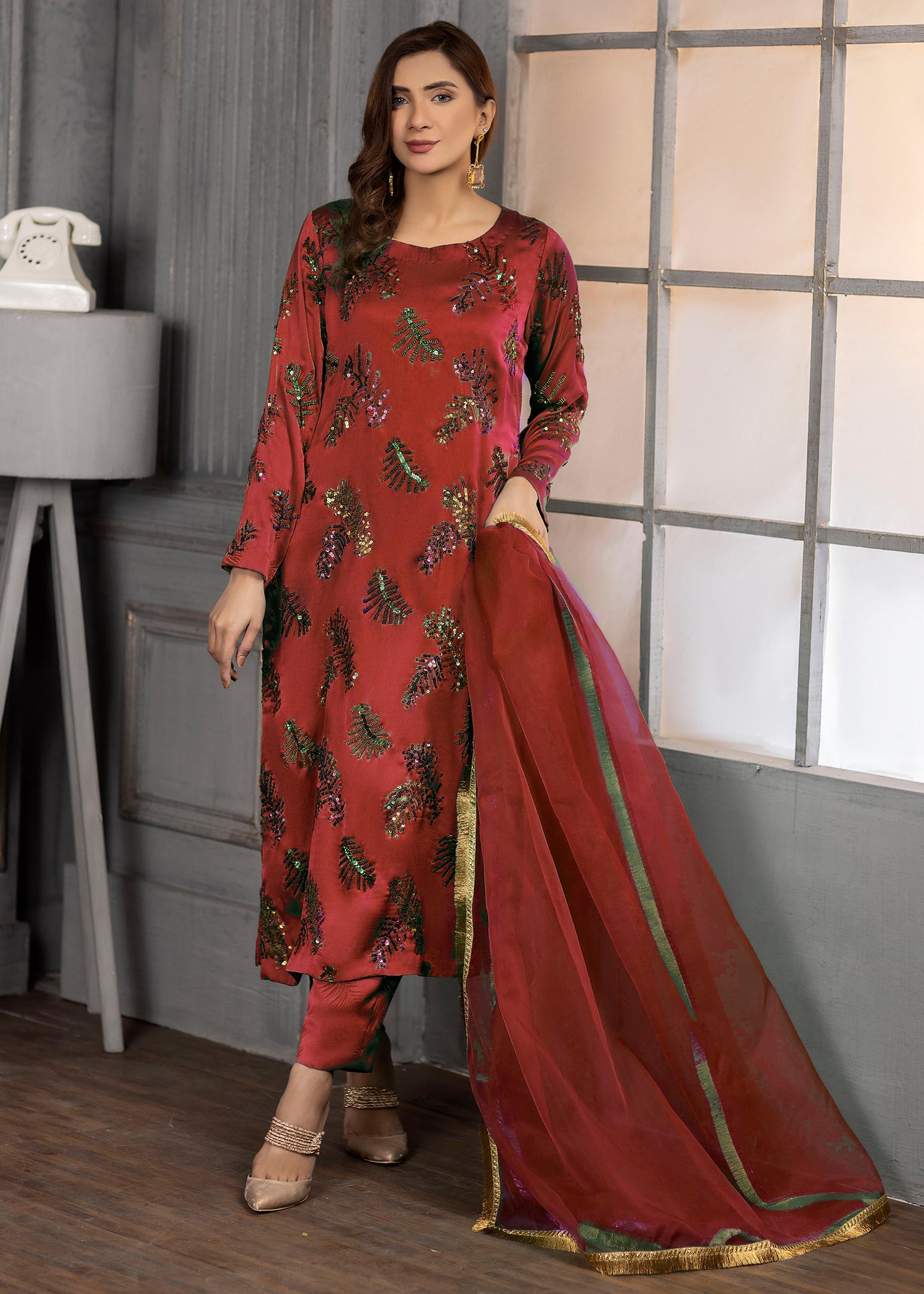 Rang-e-Meeras Palm silk 2 Women 3pcs