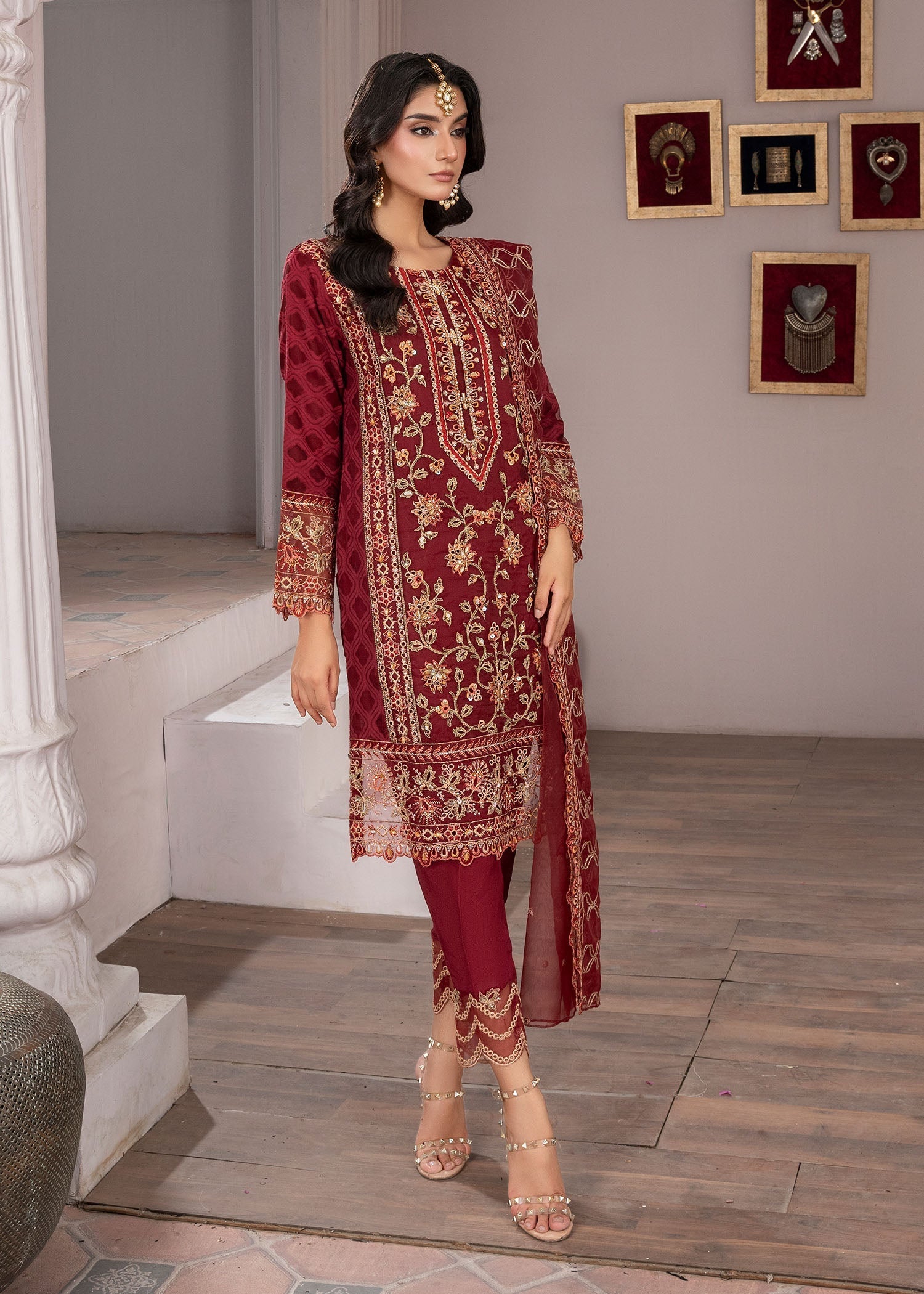 Zebaye Shaya Gulaab US 519 Mahroon(SB) Women 3pcs