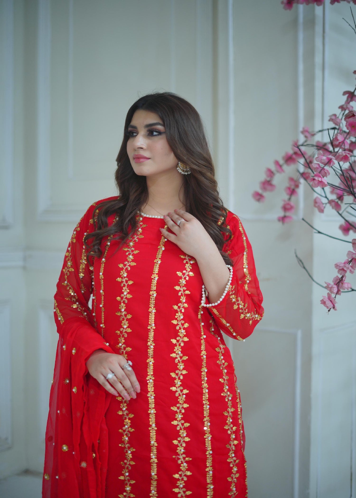 Rangoon Clothing Tashir Red Women 3pcs