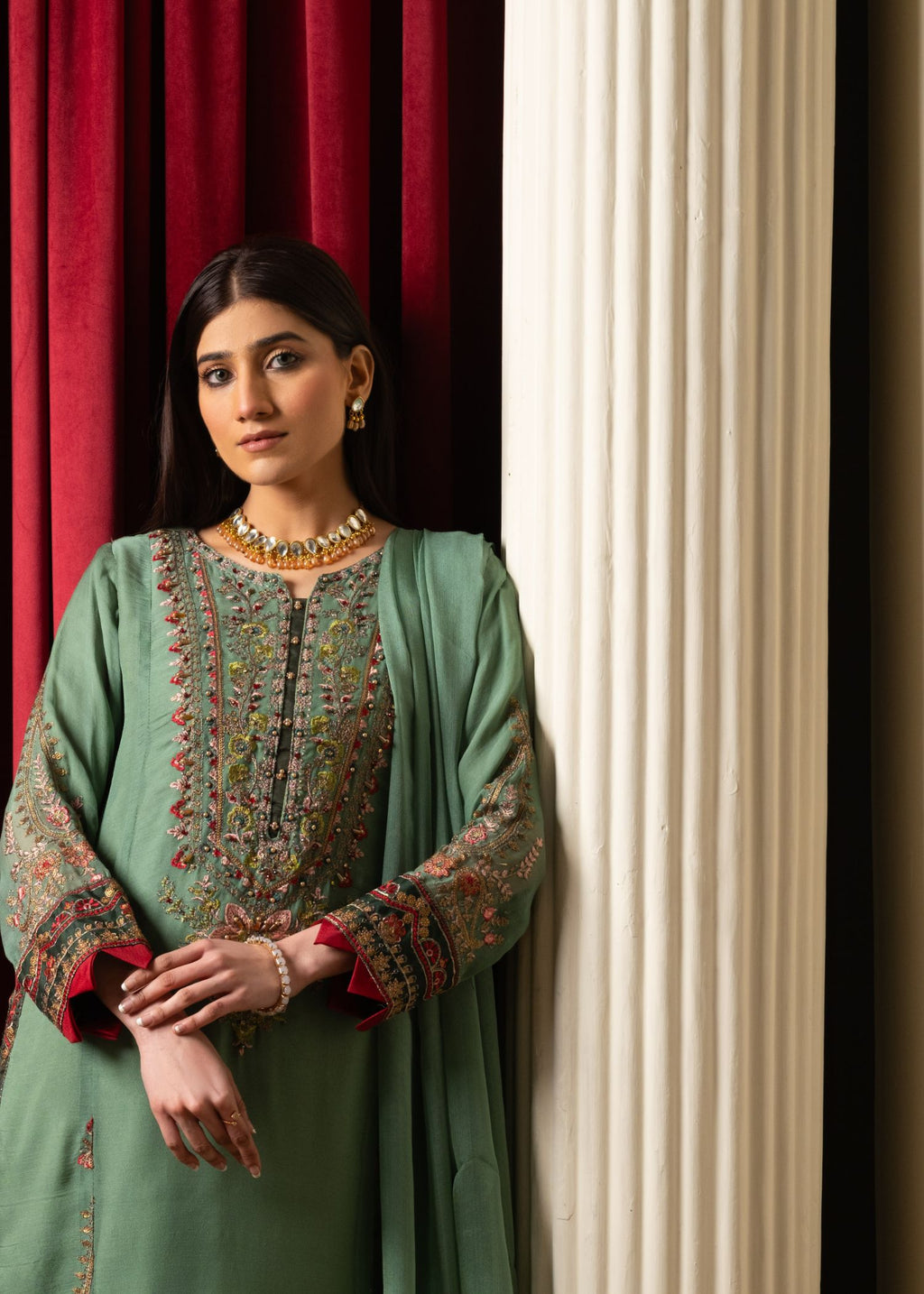 Pehnawa By Bin Akram’s MINT CHIFFON CHARM CHIFFON Women 3pcs