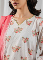 Buzzazi Off White Printed Suit Women 3pcs