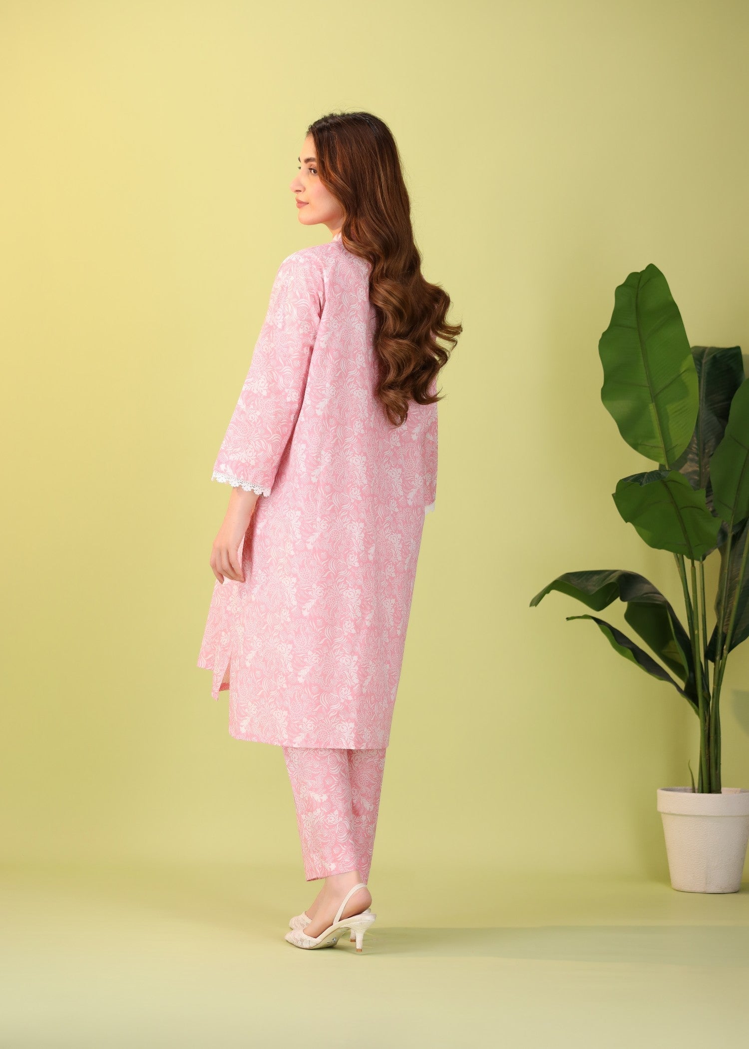 Mhw Pink Floral Suit Women 2pcs