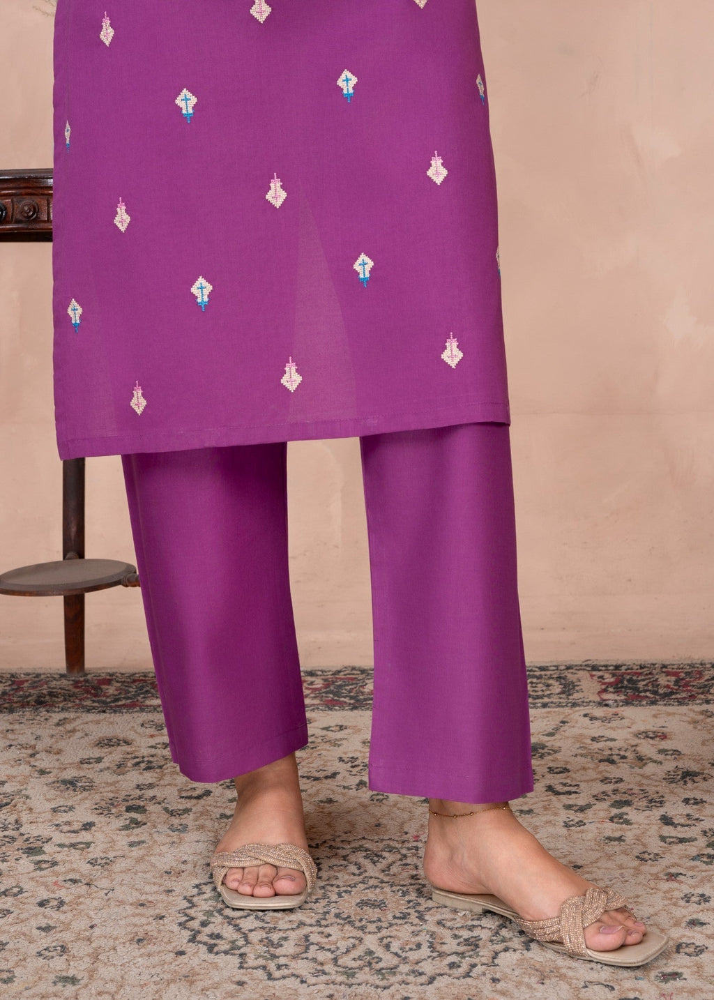Abeera Ethereal Beauty – Embroidered Cotton Long Shirt (Art No. AB 073) Women 2pcs
