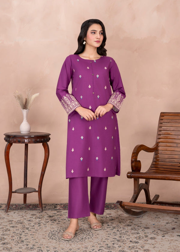 Abeera Ethereal Beauty – Embroidered Cotton Long Shirt (Art No. AB 073) Women 2pcs