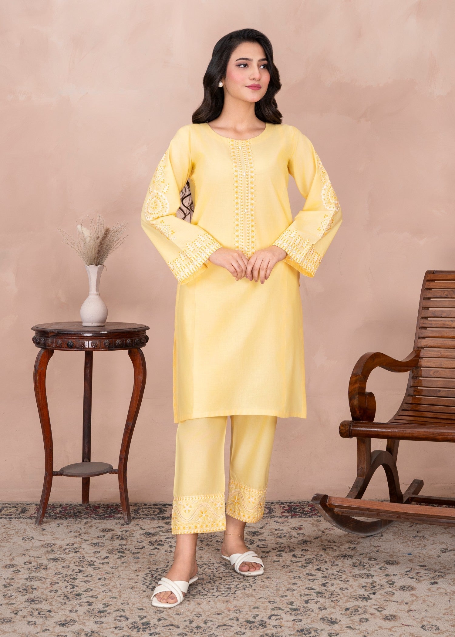 Abeera Royal Aura – Embroidered Cotton with Long Shirt (Art No. AB 078) Women 2pcs