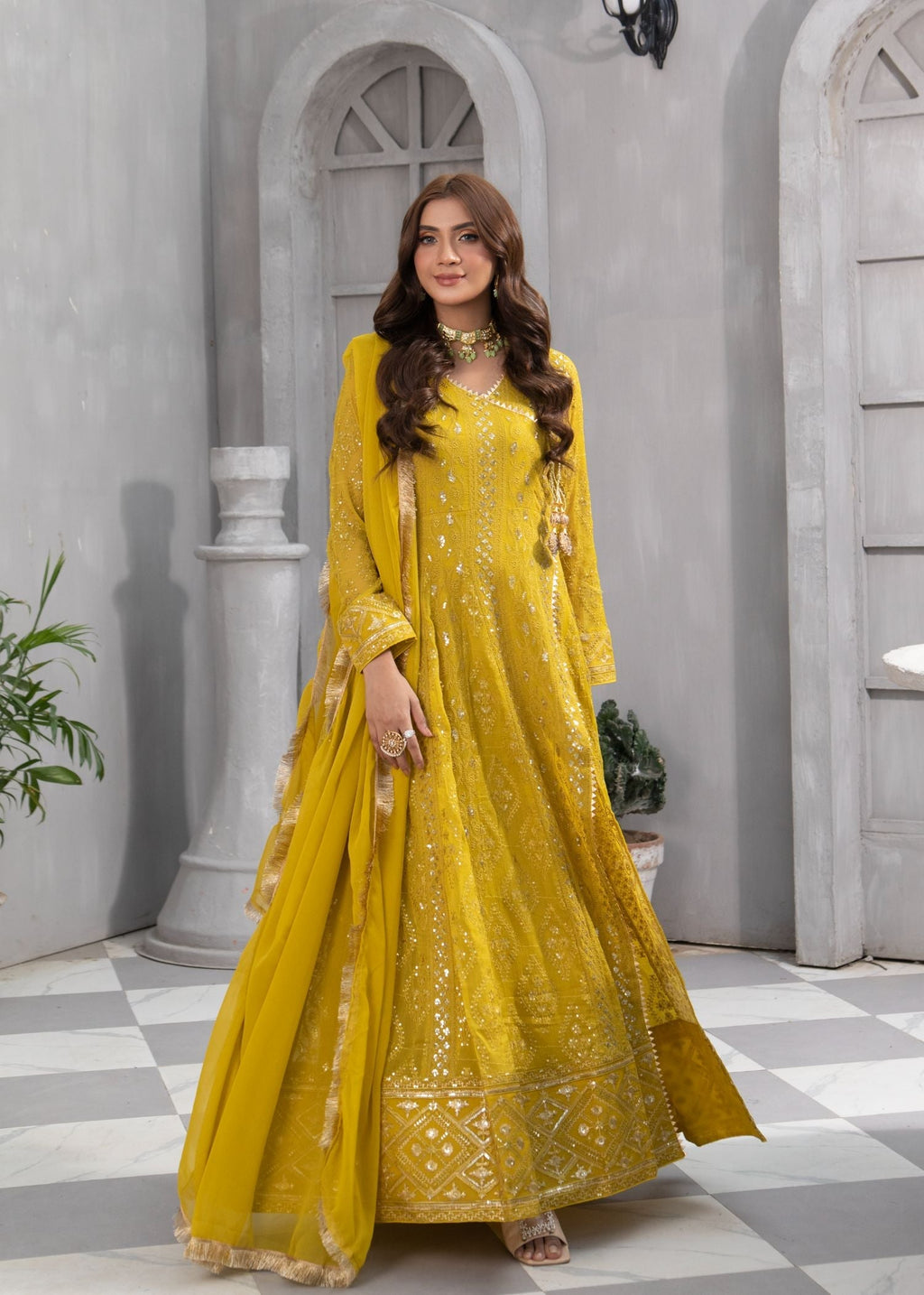 Manahils Angrakha 099 MUSTARD Women 3pcs