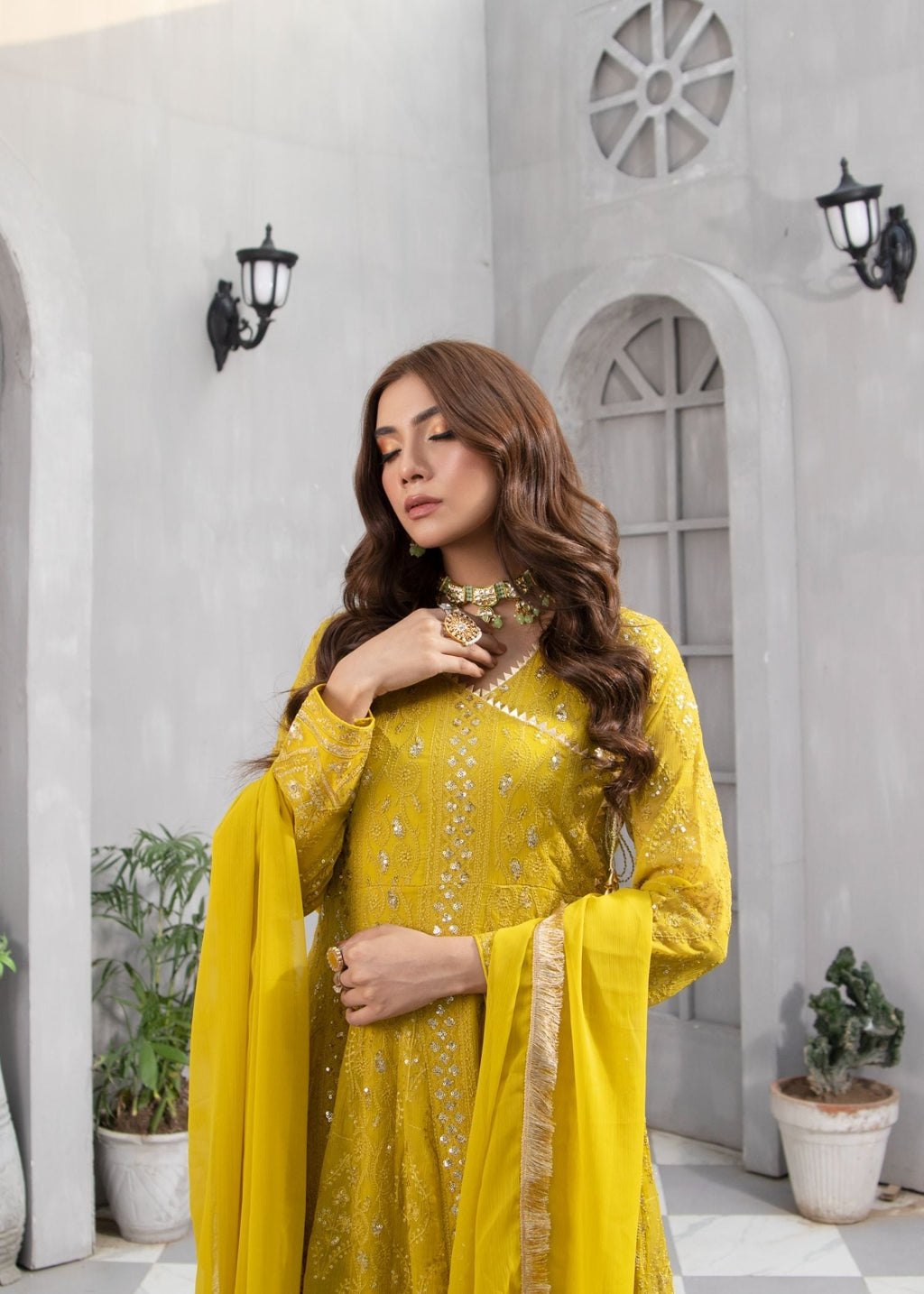 Manahils Angrakha 099 MUSTARD Women 3pcs