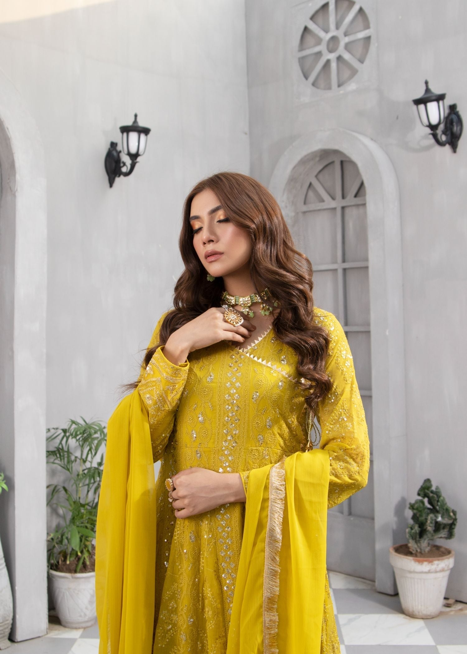 Manahils Angrakha 099 MUSTARD Women 3pcs