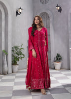 Manahils Angrakha 099 SHOCKING PINK Women 3pcs